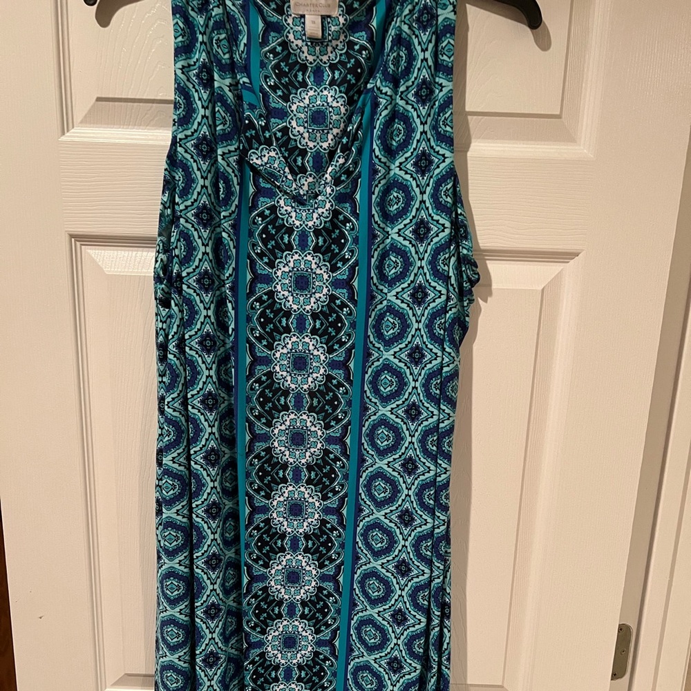 Sleeveless blue/green dress